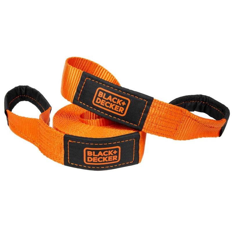 BLACK+DECKER 2 in. x 20 ft. Recovery Strap Rope w/Loop Ends - 9,000 LB. Break Strength - BD1001