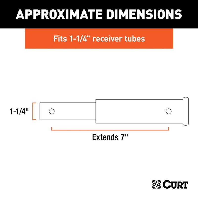CURT 7" Receiver Tube Extender (1-1/4" Shank, Not for Towing Use) - 45789