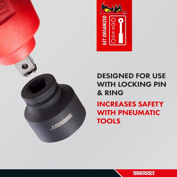 Teng Tools 46mm 1-1/2 Inch Drive 6 Point Metric Shallow Chrome Molybdenum Impact Socket - 912046