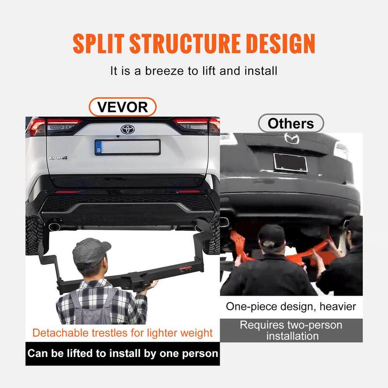 VEVOR Class 3 Trailer Hitch, 2 in. Receiver, Q455B Steel Tube Frame, Compatible with 2019-2023 Toyota RAV4,6000 lbs., Black - GGLJQTG2YCTOENR9TV0-730