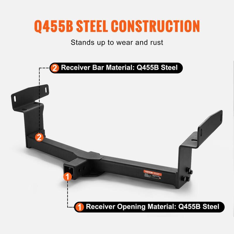 VEVOR Class 3 Trailer Hitch, 2 in. Receiver, Q455B Steel Tube Frame, Compatible with 2019-2023 Toyota RAV4,6000 lbs., Black - GGLJQTG2YCTOENR9TV0-730