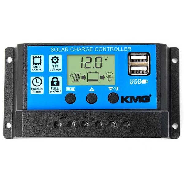 Kapsco Moto Kapsco Moto SP30A 30A Solar Charger Controller 12V-24V Solar Panel Battery PWM Intelligent Regulator with Dual USB Port; LCD Display & Overload Protection - SP30A