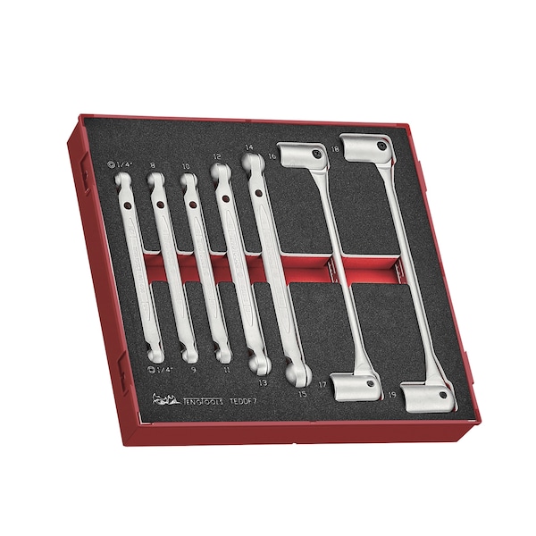 Teng Tools Wrench Set Double Flex 7 Pieces in EVA Foam Organizational - TEDDF7