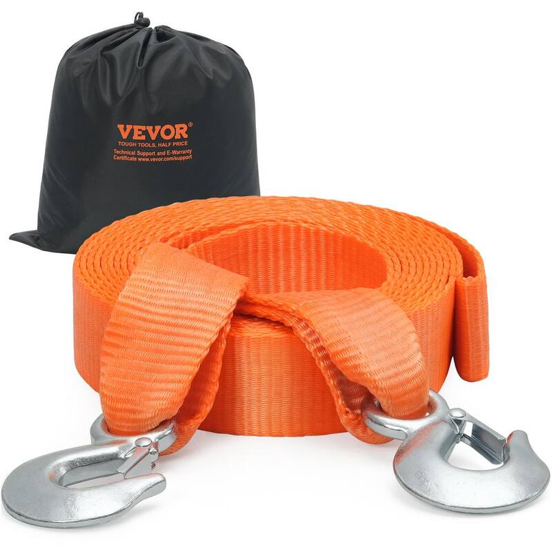 VEVOR ATV Car Tow Strap 20 ft 17000 lbs. with Safety Hooks Truck Tow Cable Car Recovery Rope Heavy Duty Towing Accessories - DZDL2IN20FTCRJ6IZV0