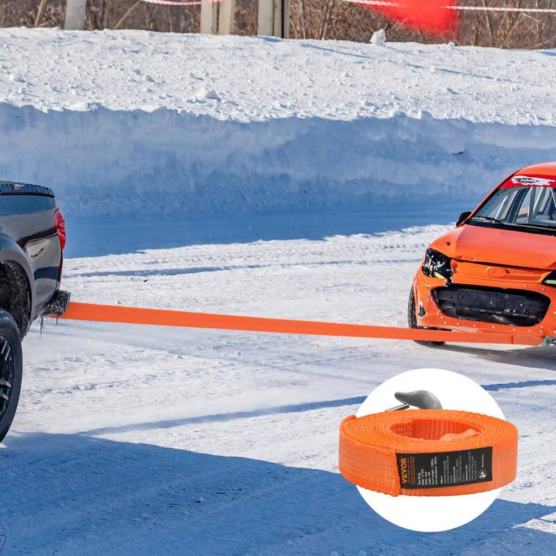 VEVOR ATV Car Tow Strap 20 ft 17000 lbs. with Safety Hooks Truck Tow Cable Car Recovery Rope Heavy Duty Towing Accessories - DZDL2IN20FTCRJ6IZV0