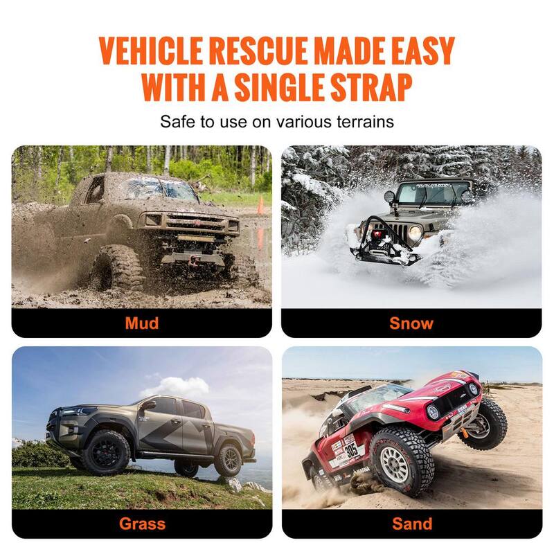 VEVOR ATV Car Tow Strap 20 ft 17000 lbs. with Safety Hooks Truck Tow Cable Car Recovery Rope Heavy Duty Towing Accessories - DZDL2IN20FTCRJ6IZV0
