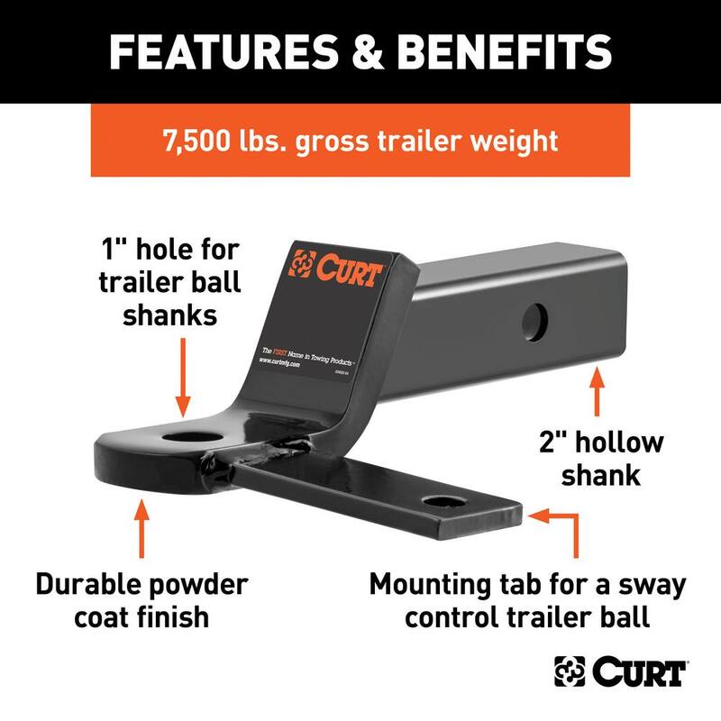 CURT 7,500 lbs. 2 in. Drop Sway Control Tab Trailer Hitch Ball Mount (2 in. Shank) - 45820
