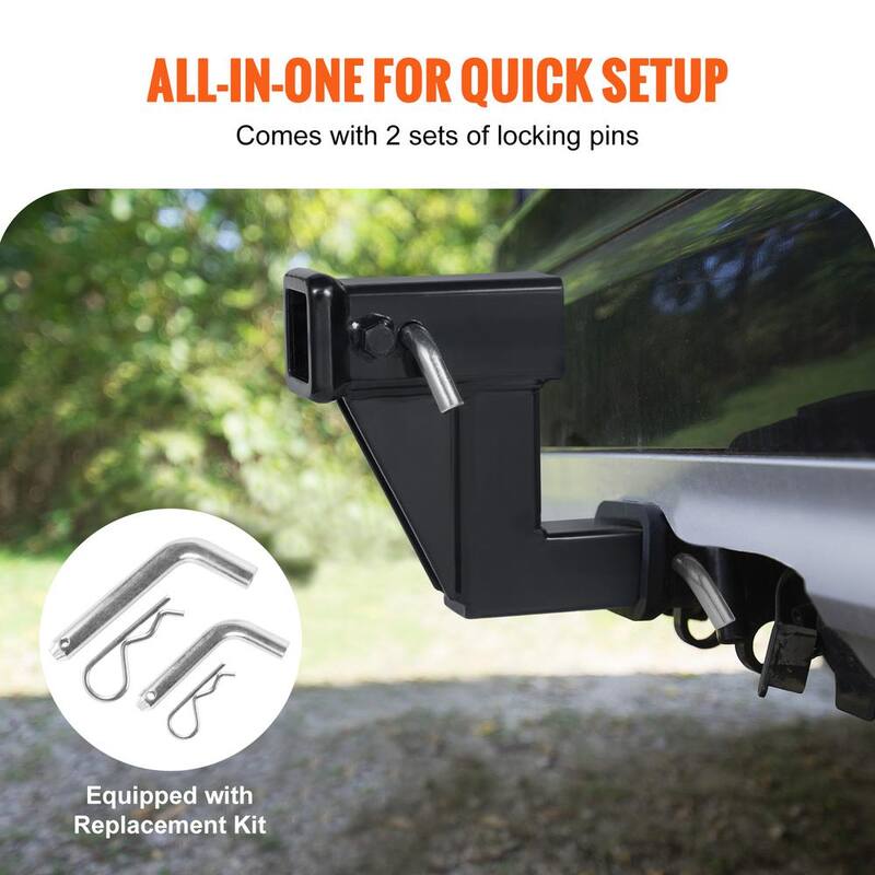 VEVOR Trailer Hitch Riser, for 2 in. Receiver with 6 in. Rise/Drop, Trailer Receiver Hitch Extender Extension Adapter, Black - TCYZSJGDK229U33NOV0-730