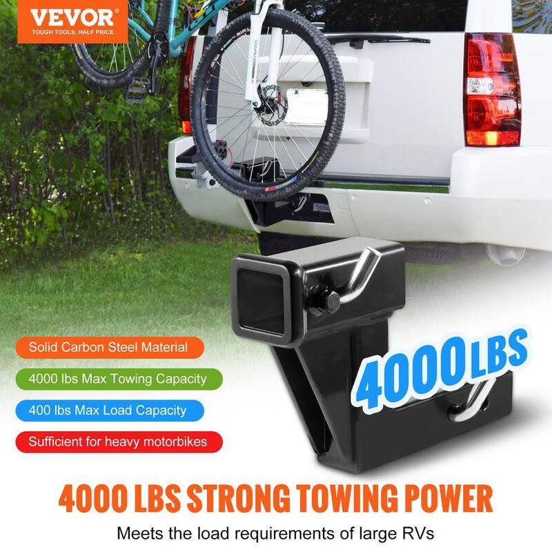 VEVOR Trailer Hitch Riser, for 2 in. Receiver with 6 in. Rise/Drop, Trailer Receiver Hitch Extender Extension Adapter, Black - TCYZSJGDK229U33NOV0-730