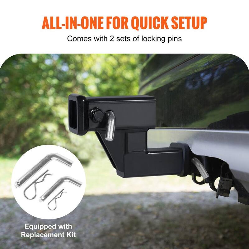 VEVOR Trailer Hitch Riser, for 2 in. Receiver with 4 in. Rise/Drop, Trailer Receiver Hitch Extender Extension Adapter, Black - TCYZSJGDK226MN6EVV0-730