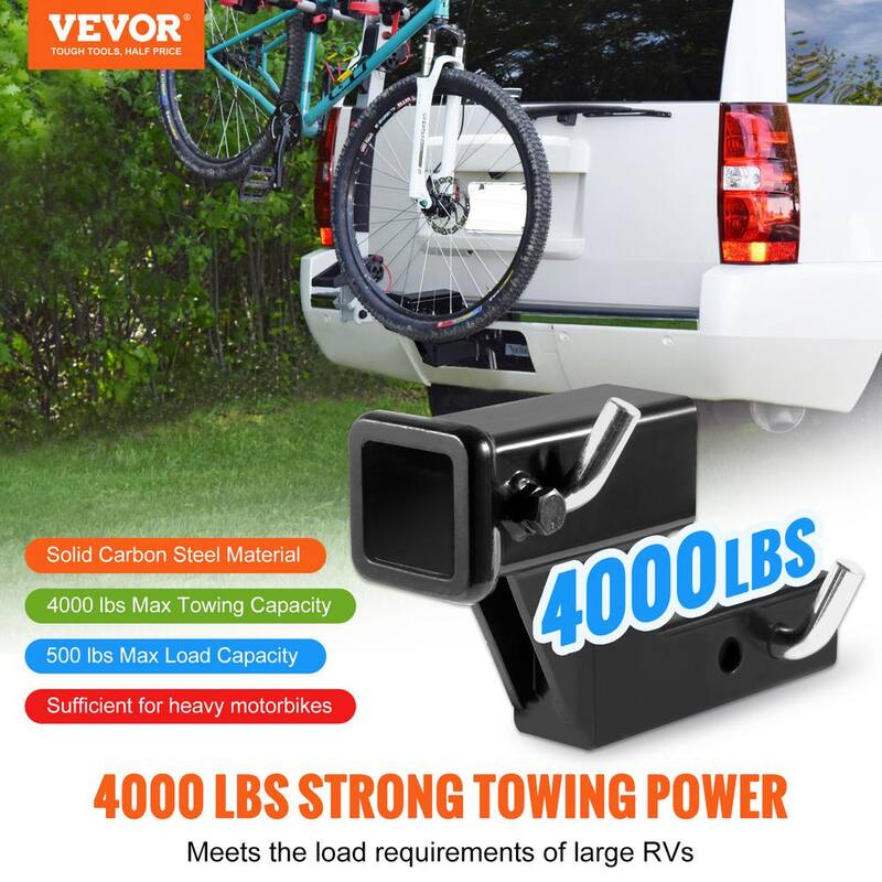 VEVOR Trailer Hitch Riser, for 2 in. Receiver with 4 in. Rise/Drop, Trailer Receiver Hitch Extender Extension Adapter, Black - TCYZSJGDK226MN6EVV0-730