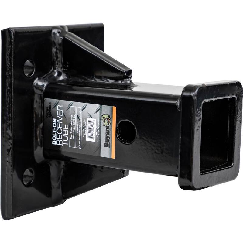 Buyers Products Company Black Receiver Tube 2 in. I.D. x 6 in. L Welded to 1/2 in. Mounting Plate - 1804055