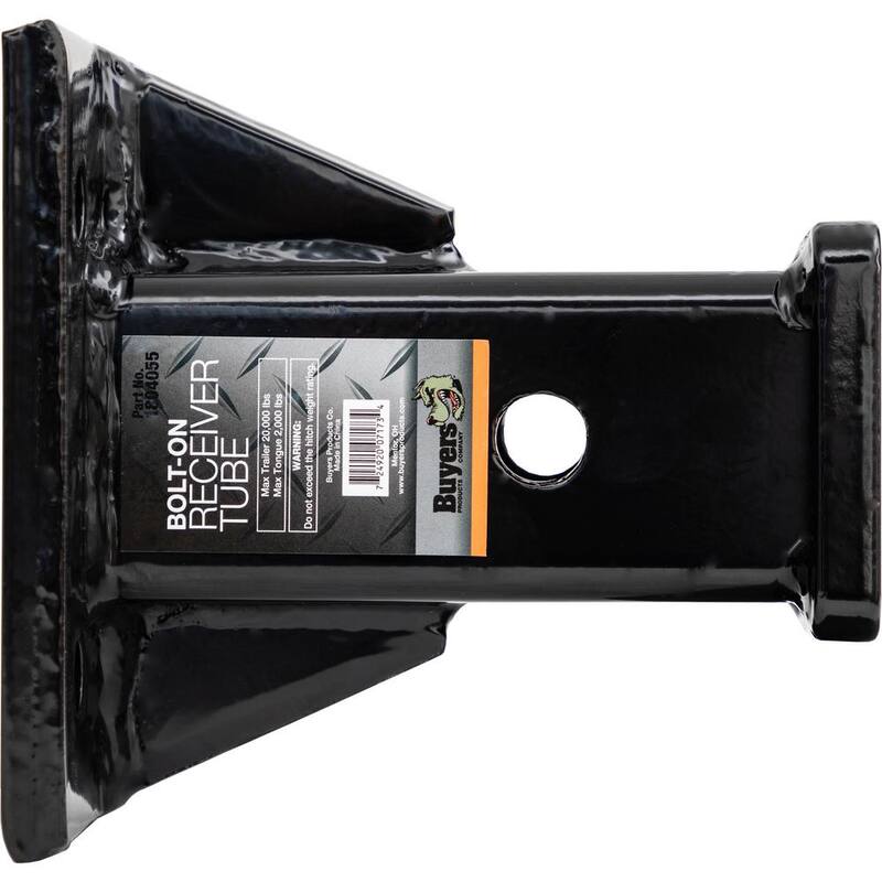 Buyers Products Company Black Receiver Tube 2 in. I.D. x 6 in. L Welded to 1/2 in. Mounting Plate - 1804055