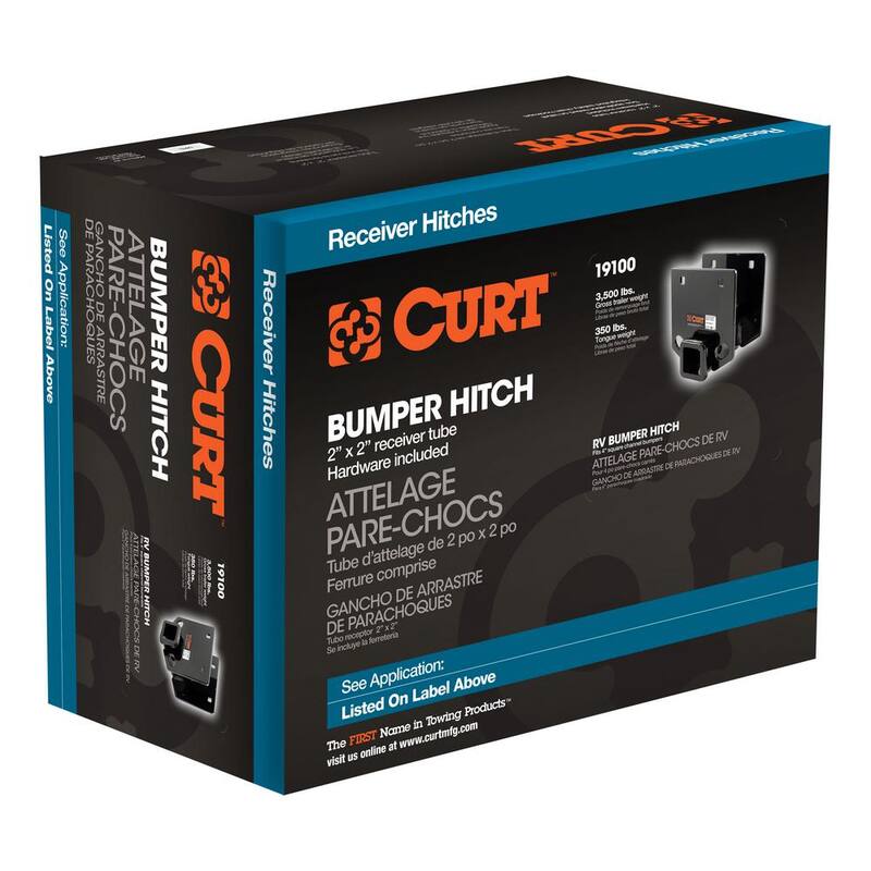 CURT RV Bumper Hitch with 2" Receiver (Fits 4" x 4" Bumper Beams) - 19100