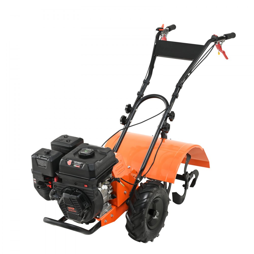 VEVOR Tiller Cultivator, 212CC 4-Stroke Garden Cultivator, Tiller with 4 Steel Adjustable Rear Tines for Lawn, Garden and Field Soil Cultivation - RYGYJ212CCSCGHWDEV0