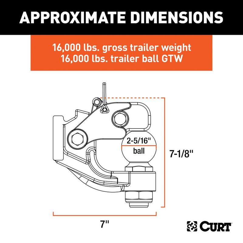 CURT 16,000 lbs. Trailer Hitch Ball Mount & Pintle Hook Combination with 2-5/16 in. Ball - 48200