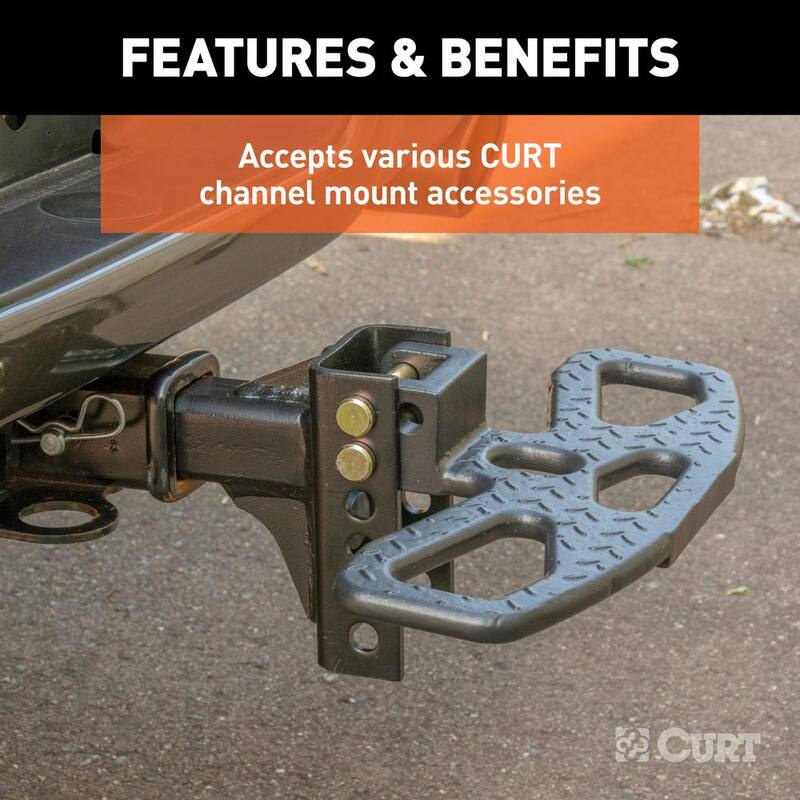 CURT 6,000 lbs. 6-3/4 in. Drop Adjustable Trailer Hitch Channel Mount with 1 in. Ball Hole (2 in. Shank) - 45901