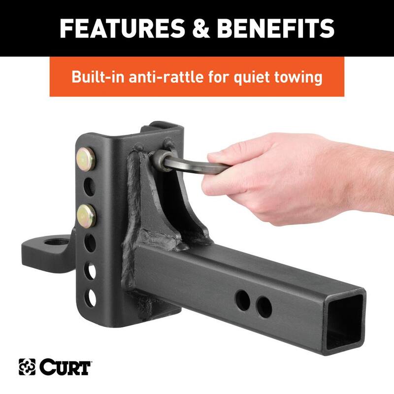 CURT 6,000 lbs. 6-3/4 in. Drop Adjustable Trailer Hitch Channel Mount with 1 in. Ball Hole (2 in. Shank) - 45901