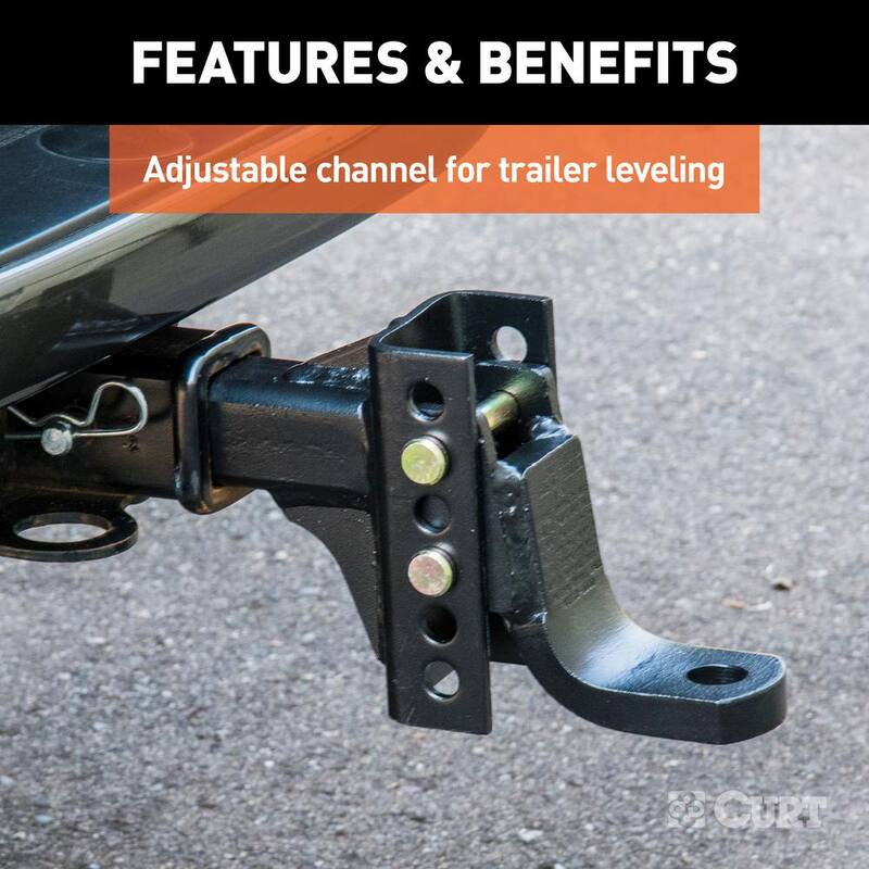 CURT 6,000 lbs. 6-3/4 in. Drop Adjustable Trailer Hitch Channel Mount with 1 in. Ball Hole (2 in. Shank) - 45901