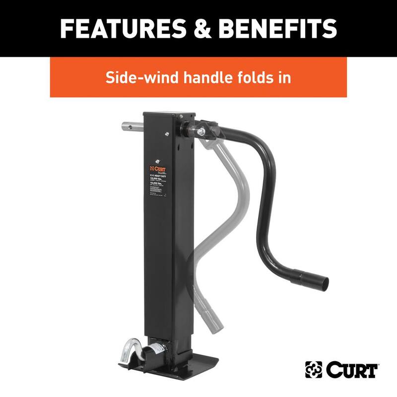 CURT Direct-Weld Square Jack with Side Handle (12,000 lbs., 12-1/2" Travel) - 28512
