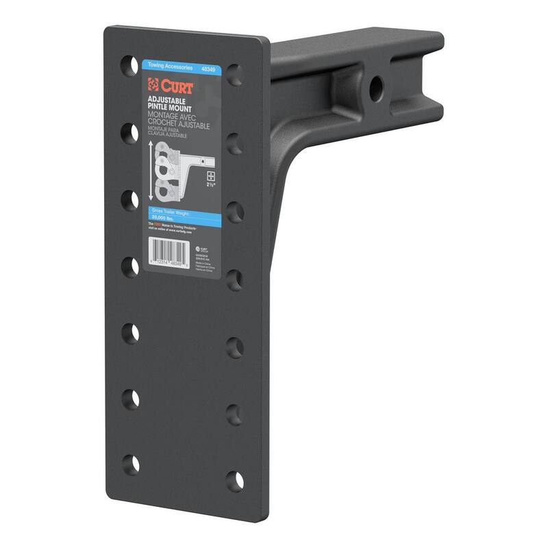 CURT Adjustable Pintle Mount (2-1/2 in. Shank, 20,000 lbs., 12-1/2 in. High, 10-3/4 in. Long) - 48349