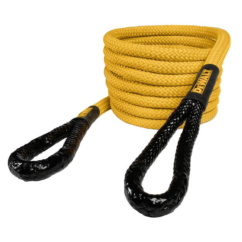 DEWALT 7/8 in. x 30 ft. Deluxe Kinetic Recovery Rope Kit, 29,300 Break Strength Includes 3/8 in. x 24 in. Shackles and Bag - DXBC90006
