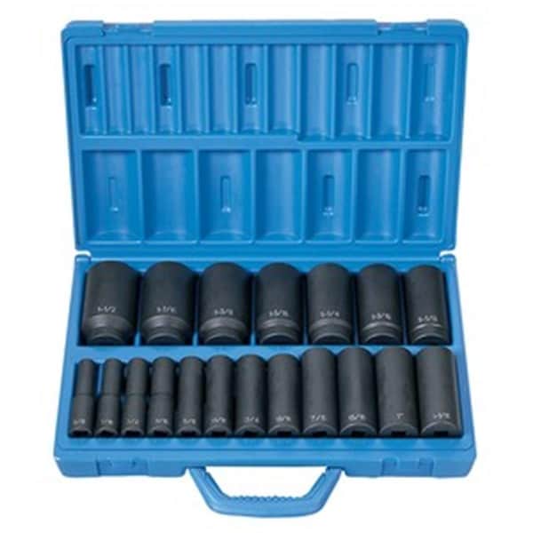 Coolkitchen 1/2 Inch Drive 19 Pieces Deep Length Fractional Master Set, 19PK - CO67970