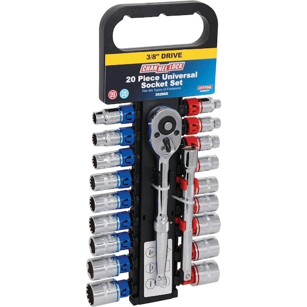 Channellock Standard/Metric 3/8 In. Drive Universal Ratchet & Socket Set 20-Piece - 302965