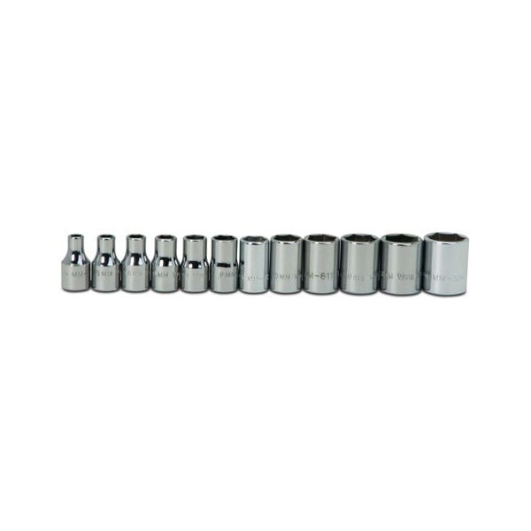 Williams Socket Set, 1/4 Inch Dr, Shallow, Chrome, 1/4 Inch Size - JHWMSM-12HRC
