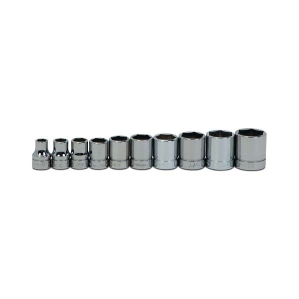 Williams Socket Set, 10 Pieces, 3/8 Inch Dr, Shallow, 3/8 Inch Size - JHWWSB-10HRC