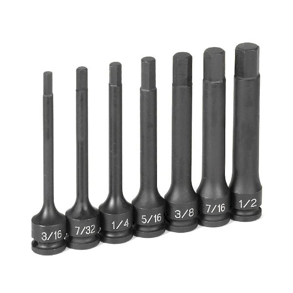 Grey Pneumatic SKT SET 3/8" DR 7PC 4" FRACTNL HEX DRVR - GP1247H