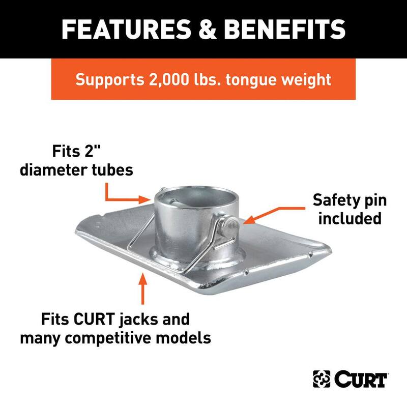 CURT Pin-On Jack Foot (Fits 2" Tube, 2,000 lbs., 1-11/16" Height) - 28272