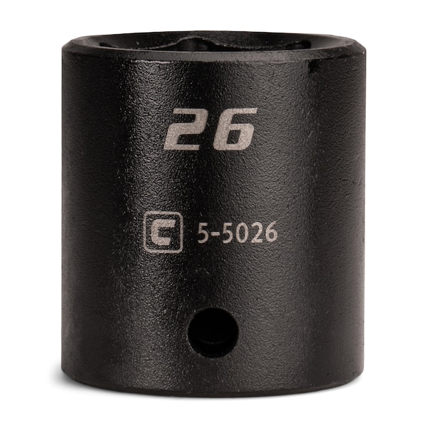 Capri Tools 1/2 in Drive 26 mm 6-Point Metric Shallow Impact Socket - 5-5026