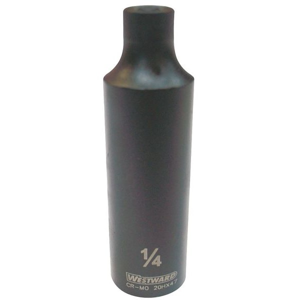Westward 3/8 in Drive Impact Socket 1/4 in Size, Deep Socket, Black Oxide - 20HX47