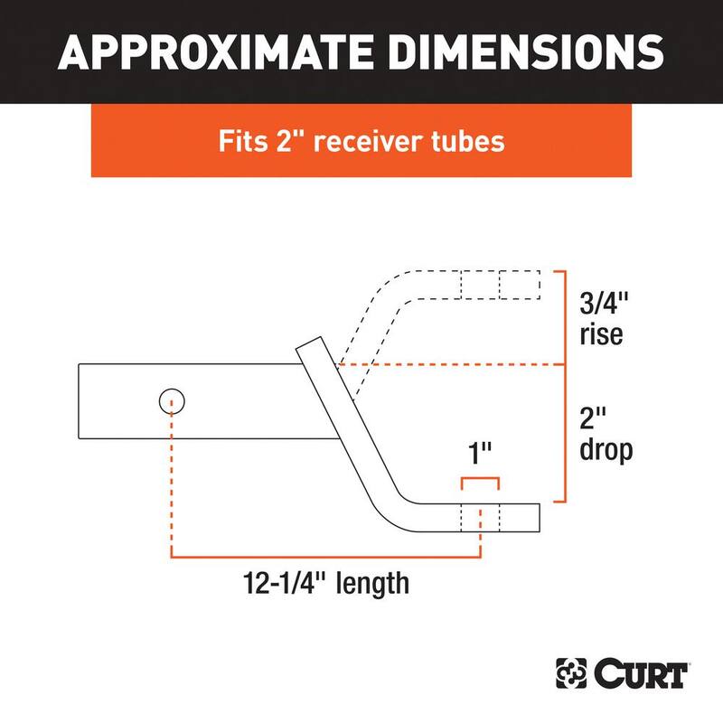 CURT Class 3 7,500 lbs. 2 in. Drop Trailer Hitch Ball Mount Draw Bar (2 in. Shank, 12-1/4 in. Long) - 45260