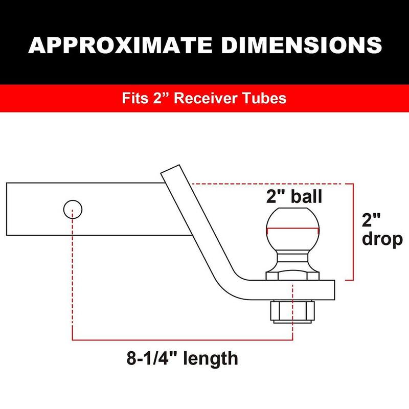 Big Red Class 3 6,000 lbs. Ball Mount with 2 in. Ball (2-1/8 in. Shank, 2 in. Drop) and Pin and Cilp - ATRLY2003R