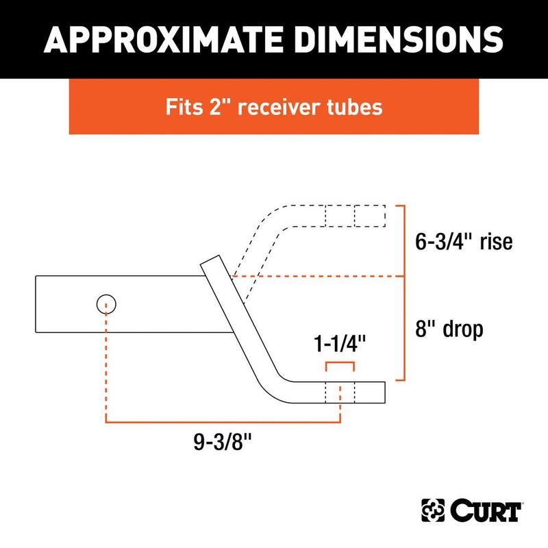 CURT Class 4 10,000 lbs. 8 in. Drop Trailer Hitch Ball Mount Draw Bar (2 in. Shank, 9-3/8 in. Long) - 45338