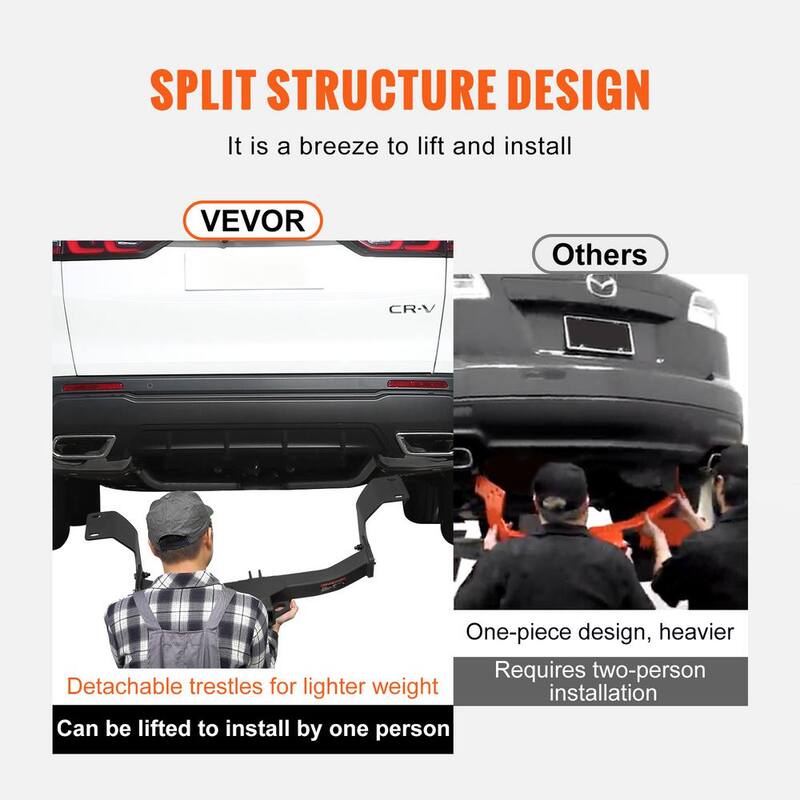 VEVOR Class 3 Trailer Hitch, 2 in. Receiver, Q455B Steel Tube Frame, Compatible with 2017-2023 Honda CR-V, 6000 lbs., Black - GGLJQTG2YCHOTGMJ9V0-730