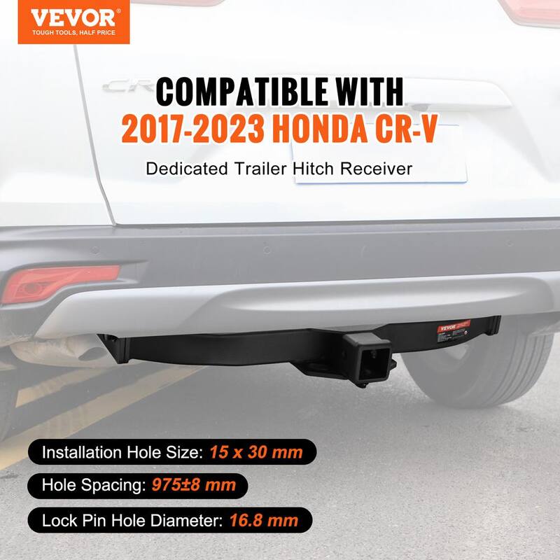 VEVOR Class 3 Trailer Hitch, 2 in. Receiver, Q455B Steel Tube Frame, Compatible with 2017-2023 Honda CR-V, 6000 lbs., Black - GGLJQTG2YCHOTGMJ9V0-730
