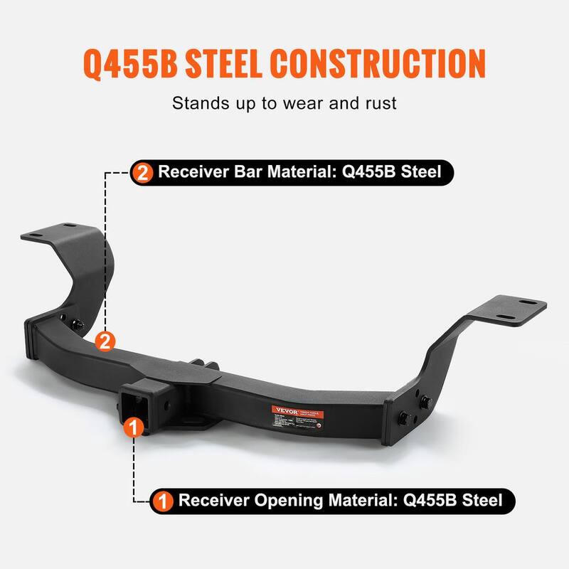 VEVOR Class 3 Trailer Hitch, 2 in. Receiver, Q455B Steel Tube Frame, Compatible with 2017-2023 Honda CR-V, 6000 lbs., Black - GGLJQTG2YCHOTGMJ9V0-730