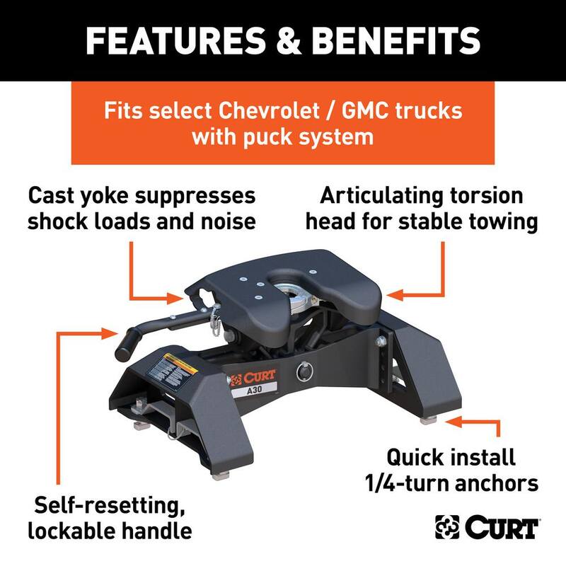 CURT A30 5th Wheel Hitch with GM Puck System Legs - 16070