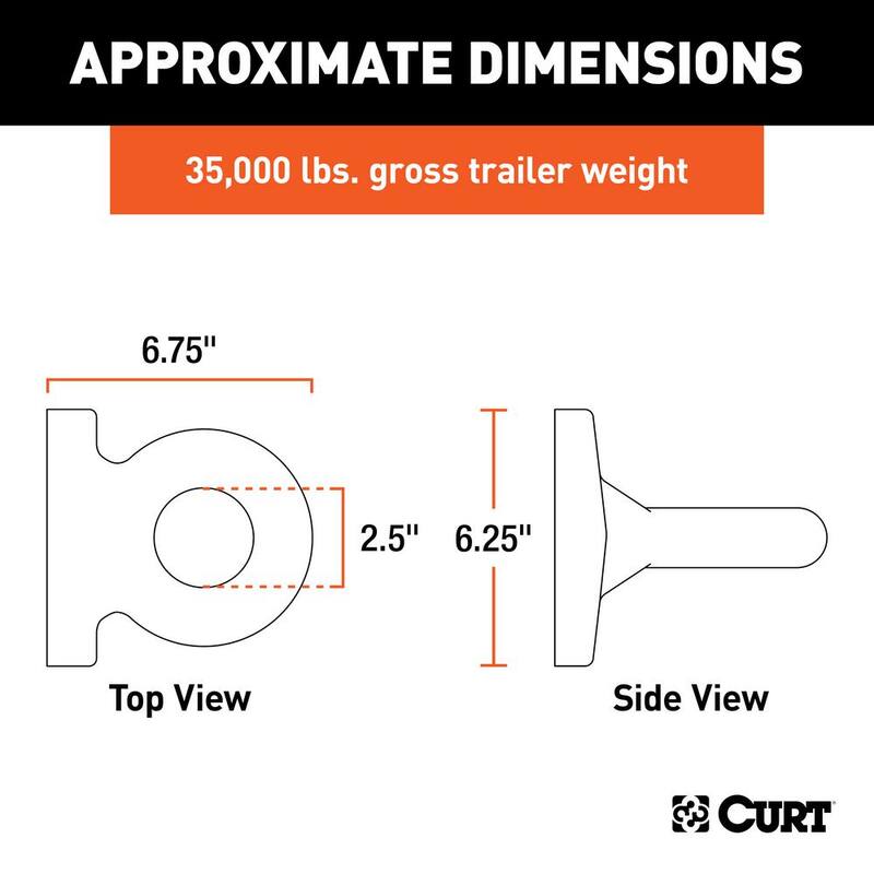 CURT Pintle Mount Lunette Eye (35,000 lbs., 2-1/2" I.D.) - 48550