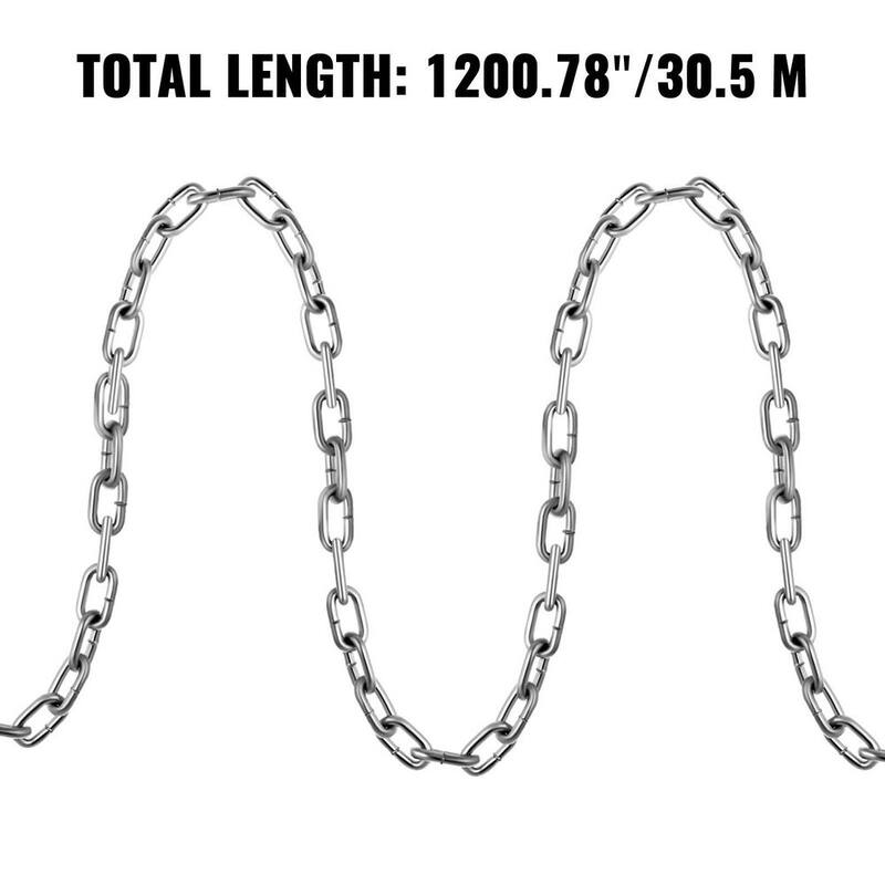 VEVOR 100 ft. x 0.25 in. G30 Tow Chain Proof Coil Chain Zinc Plated 13500 lbs. Load for Towing Logging Agriculture Guard Rails - GLDXLT6MMX30.5M01V0