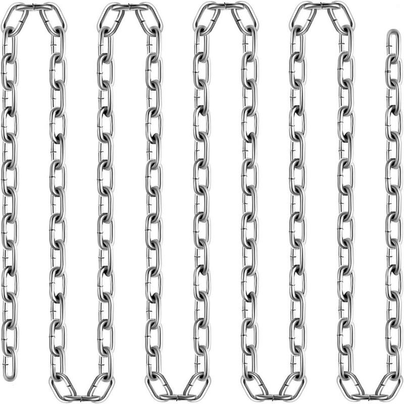 VEVOR 100 ft. x 0.25 in. G30 Tow Chain Proof Coil Chain Zinc Plated 13500 lbs. Load for Towing Logging Agriculture Guard Rails - GLDXLT6MMX30.5M01V0