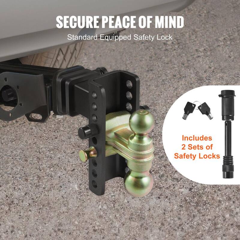VEVOR Adjustable Trailer Hitch, 6 in. Drop and 4.5 in. Rise Hitch Ball Mount with 2.5 in. Receiver Solid Tube 14,500 lbs. GTW - SQTQJTCB25221G4VYV0-726