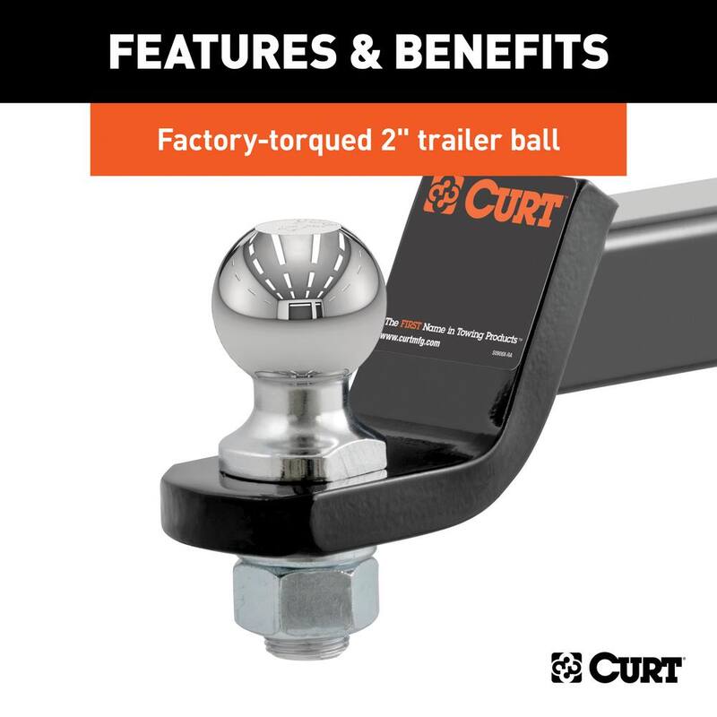 CURT 7,500 lbs. 2 in. Drop Trailer Hitch Ball Mount Draw Bar Towing Starter Kit with 2 in. Ball (2 in. Shank) - 45534