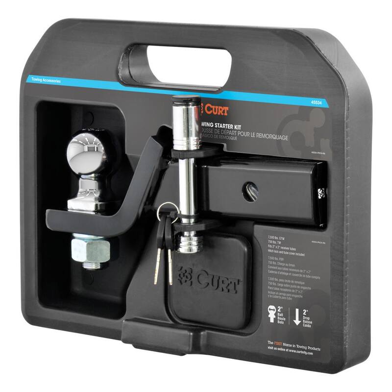 CURT 7,500 lbs. 2 in. Drop Trailer Hitch Ball Mount Draw Bar Towing Starter Kit with 2 in. Ball (2 in. Shank) - 45534