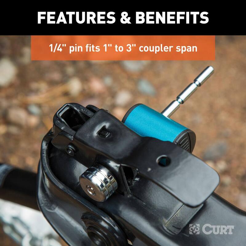 CURT Coupler Lock (1/4 in. Pin, 3-3/8 in. Latch Span, Barbell, Chrome) - 23503