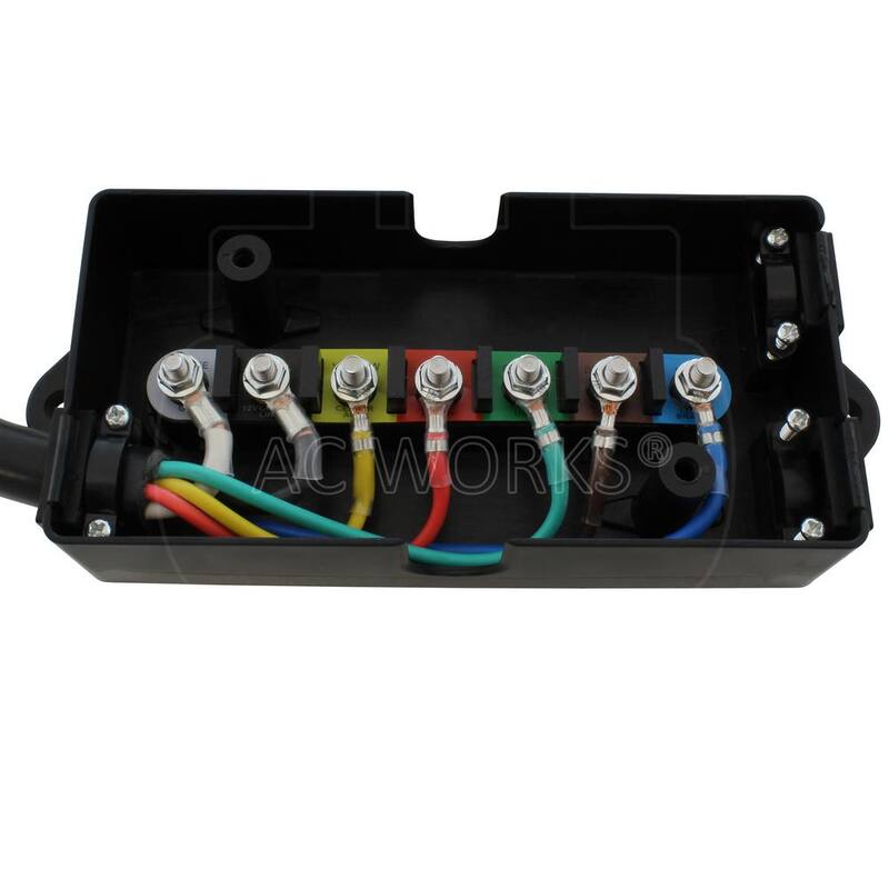 AC WORKS Heavy-Duty 7-Way Junction Box with 8 ft. Cord - RV7WBOX-096