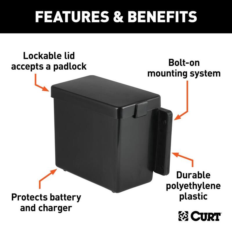CURT 6" x 5-1/2" x 3-1/4" Breakaway Battery Case with Lockable Tab - 52022